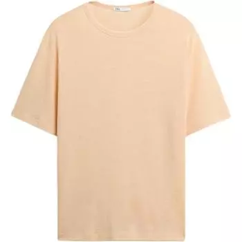 Zara Свободная минималистичная удобная футболка с коротким рукавом для мужчин, светло-розовый 00722316-35 M