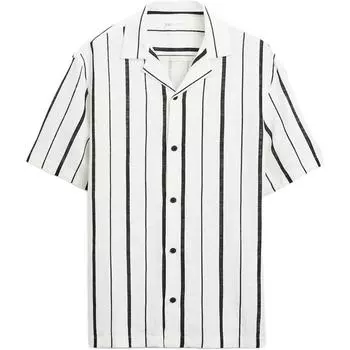 Zara Свободная полосатая повседневная рубашка с коротким рукавом Мужские рубашки Черный Белый 5606048-084 L