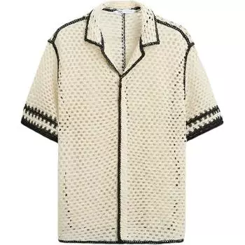 Zara Свободная повседневная рубашка с коротким рукавом в стиле колор-блок, мужские рубашки, выцветшая белая 7200311-251 M
