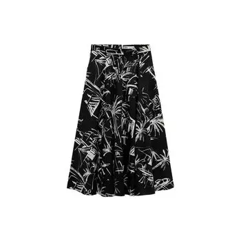 Zara Свободная юбка миди с высокой талией и принтом, женские юбки, цвет черный 02858007800 S