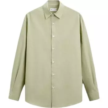 Zara Свободный крой, однотонная, минималистская, удобная рубашка с длинным рукавом, мужские рубашки оливково-зеленого цвета 6277019-545 L