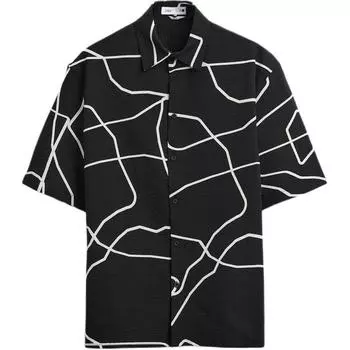 Zara Свободный крой с принтом, удобная простая рубашка с коротким рукавом, мужские рубашки, многоцветные 7380571-021 S