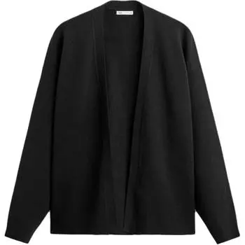 Zara Свободный открытый воротник длинный рукав вязаный кардиган мужские кардиганы черный 9598370-800 M