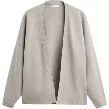 Zara Свободный открытый воротник длинный рукав вязаный кардиган мужские кардиганы серый 9598370-803 M