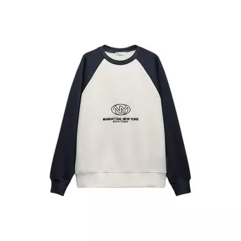 Zara Text Embroidered Round Neck Long Sleeve Sweatshirt Women sweatshirt Blue 0264343-044 L