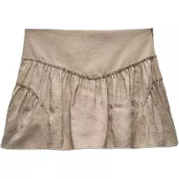 Zara TRF однотонная универсальная повседневная мини-юбка женские юбки коричневые 3152400-737 XS