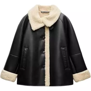 Zara Удобная однобортная двусторонняя куртка для поездок на работу, женская верхняя одежда, черный цвет 3548248-800 XL