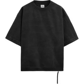 Zara Удобная однотонная толстовка с круглым вырезом, мужская толстовка, черная 7380414-800 L