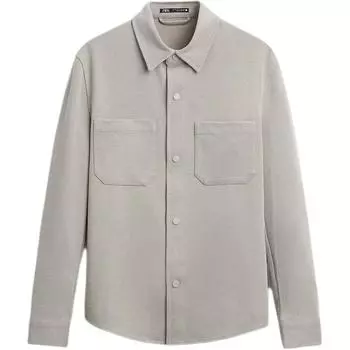 Zara Удобная повседневная однотонная рубашка с карманами и длинным рукавом, мужские рубашки серого цвета 7484478-706 S