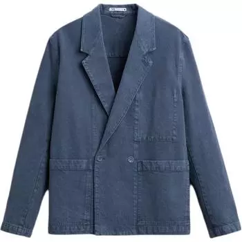 Zara Удобный однотонный простой костюм на пуговицах для мужчин, синий 0706927-400 L