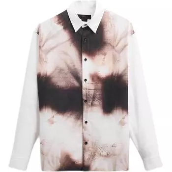 Zara Vintage American Watercolor Print Casual Long Sleeve Shirt Men shirts White 4520524-250 XL