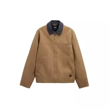 ZARA Vintage Barn Style Zipper Casual American Retro Detroit Jacket Men Jackets Khaki 01538369707-36 S