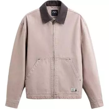 Zara Vintage Label Zipper Casual Detroit Work Jacket Men jackets Light-Brown Yellow 6987331-708 S