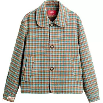Zara X Harry Lambert Collaboration FW24 Plaid Trim Pocket Button Closure Short Jacket Unisex jackets Multi-color 01437316-330 M