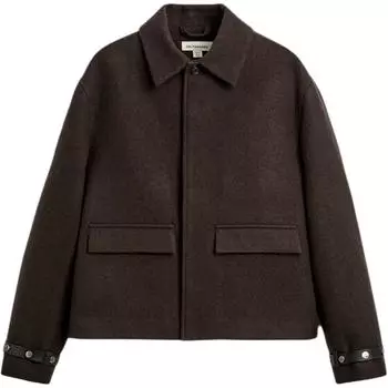 Zara X Nanushka Collaboration FW24 Кожаная куртка с карманом-клапаном, однотонная, мужские куртки, темно-коричневые 06348549-700 XL
