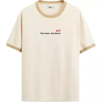 Zara X Two Jeys Collaboration SS24 Повседневная футболка с принтом в виде звезд, ребристыми манжетами, круглым вырезом, коротким рукавом, мужские топы, серо-коричневый цвет 6224880-707 M
