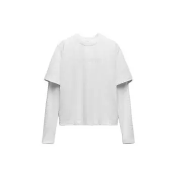 Zara Year Of The Dragon Limited Edition Solid Color Round Neck Pullover Long Sleeve T-Shirt Women Tops White 1131304-250 M