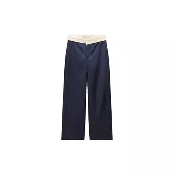 Zara Женские повседневные брюки прямого кроя с цветными блоками, цвет Ocean-Blue 08297401401-33 S