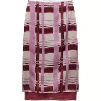 Zara Zw Series Printed High-Waisted Plaid Comfortable Casual Long Skirt Women skirts Pink 09339082-35 M