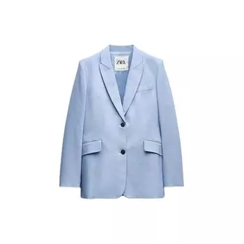 Zara Zw Series Single-Breasted V-Neck Long Sleeve Blazer Women blazer Light-Blue 7179050-406 XS