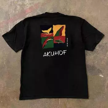 Зарабатывайте деньги на благотворительность 3a260G Чистый хлопок двойная пряжа! Вверх, человек! Тяжелая футболка с коротким рукавом свободного кроя для пары, женская, мужская 3A [double yarn pure cotton 260g] Black XL