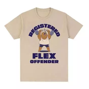 Зарегистрированный Flex Offender Panda Gym Funny Meme футболки мужская мода O-образный вырез одежда футболка повседневная 100% хлопок свободная футболка S чёрный