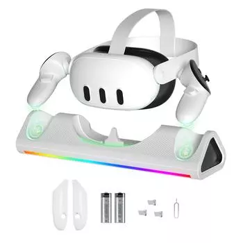 Зарядная база с аккумулятором и RGB-подсветкой для Meta QST3, зарядка для головного убора и рукояток MQ006 белый
