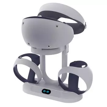Зарядная док-станция для гарнитуры VR. Подставка для зарядки с хранилищем игровых аксессуаров. Качественный компактный материал из АБС-пластика. Используется для PS-VR2.