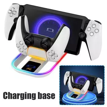 Зарядная док-станция для PS5 Portal Type C, зарядная база, RGB-подсветка, держатель для зарядки контроллера для PlayStation Portal