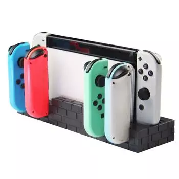 Зарядная док-станция контроллера Switch, совместимая с Nintendo Switch и моделями Joycon с OLED-дисплеем, модернизированная 8 игровыми хранилищами для Nintendo Switch Joycon чёрный