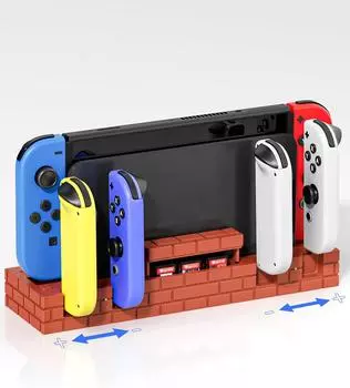 Зарядная док-станция с 8 слотами для карт для Switch / OLED, Brick Shape, совместимая с Joycon, зарядная подставка для Nintendo Switch, аксессуар Joy-con белый