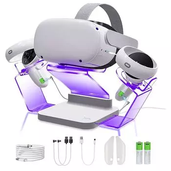 Зарядная док-станция VR Quest Stand Set Аксессуары со светодиодной подсветкой для Oculus Quest 2