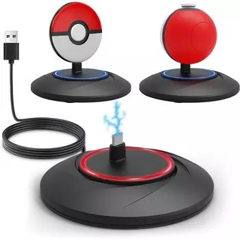 Зарядная подставка для новых аксессуаров GO Plus + Pokmon Ball, портативная USB-док-станция, совместимая с Poke-Ball и Go Plus+ 10*10*3.5cm чёрный
