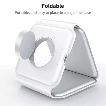 Зарядная станция 3 в 1, беспроводное зарядное устройство, складная замена подставки для iphone iwatch Airpods белый