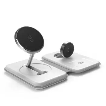 Зарядная станция 3 в 1 MagSafe Магнитная беспроводная зарядная подставка совместима с устройствами iPhone белый