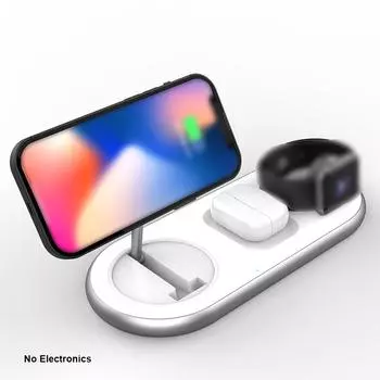 Зарядная станция 3 в 1. Складная магнитная беспроводная зарядная подставка, совместимая с белый