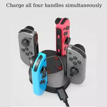 Зарядная станция 4-в-1, подходит для Nintendo Switch Joy-Cons, док-станция для быстрой зарядки, портативная мини-зарядная подставка чёрный