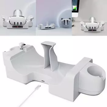 Зарядная станция для гарнитуры VR для Oculus Quest 3 со светодиодным индикатором, противоскользящая подставка, подставка для зарядки контроллера VR