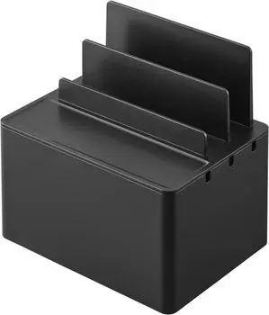 Зарядная станция Yamazaki Jitsugyo, черная, Ш20 x Г15 x В20 см, вертикальный зарядный футляр для хранения, коробка для кабелей, массовое хранение, 2195 г. Прибл. чёрный