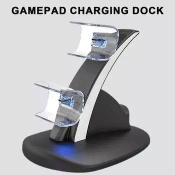Зарядная станция Yousheng с двойным контроллером и светодиодным индикатором Док-станция для быстрой зарядки Зарядное устройство для предотвращения короткого замыкания для PS 5 белый