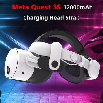 Зарядное оголовье Meta Quest 3s с емкостью 12000 мАч Аксессуары для виртуальной реальности Регулируемый ремешок Quest 3S