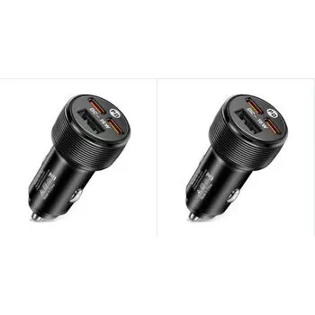 Зарядное устройство 5 В 3 А 3 порта USB PD Type-C для автомобильного телефона для зарядки iPhone 14 Pro (черный)