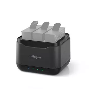 Зарядное устройство aMagisn AC21 с 3-канальным зарядным устройством, USB-портом и 2 слотами для карт чёрный