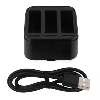 Зарядное устройство для аккумулятора с 3 портами, зарядный концентратор для Osmo Action 4 3 с хранилищем для 3 карт памяти