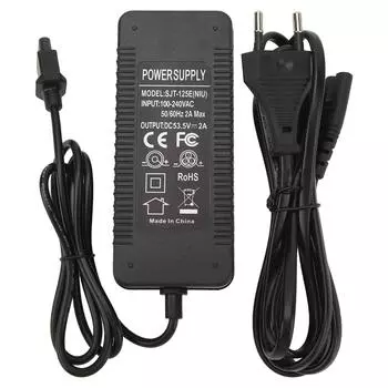 Зарядное устройство для электросамоката 53,5 В 2 А Универсальный адаптер питания для аккумулятора электросамоката для электровелосипеда