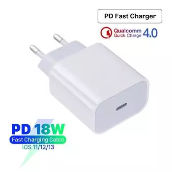 Зарядное устройство для Apple, зарядное устройство PD 3.0, 18 Вт, QC 4.0 3.0, USB Type C, быстрая зарядка 4.0 для iPhone 11, 12 Xs X 8, iPad, быстрая зарядка, тип C EU белый