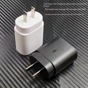 Зарядное устройство для быстрой зарядки PD мощностью 25 Вт для Samsung Note10 и S20 — интерфейс Type-C EP-TA800, соответствует нормам США и ЕС. C to C fast charging cable чёрный