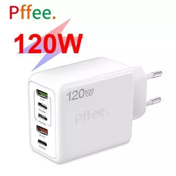 Зарядное устройство для быстрой зарядки USB C + QC3.0, 120 Вт, ЕС, Великобритания, США, штекер типа C, адаптер PD, зарядка через USB для путешествий белый