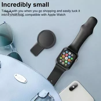 Зарядное устройство для часов Беспроводная индукционная зарядная док-станция Компактное портативное магнитное зарядное устройство для Apple Watch USB Type-C Быстрая зарядка Двойные интерфейсы чёрный