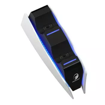 Зарядное устройство для двух контроллеров PS5, док-станция для быстрой зарядки со светодиодным индикатором для контроллеров Dual Sense для PlayStation5 16*6.42*5.55cm белый